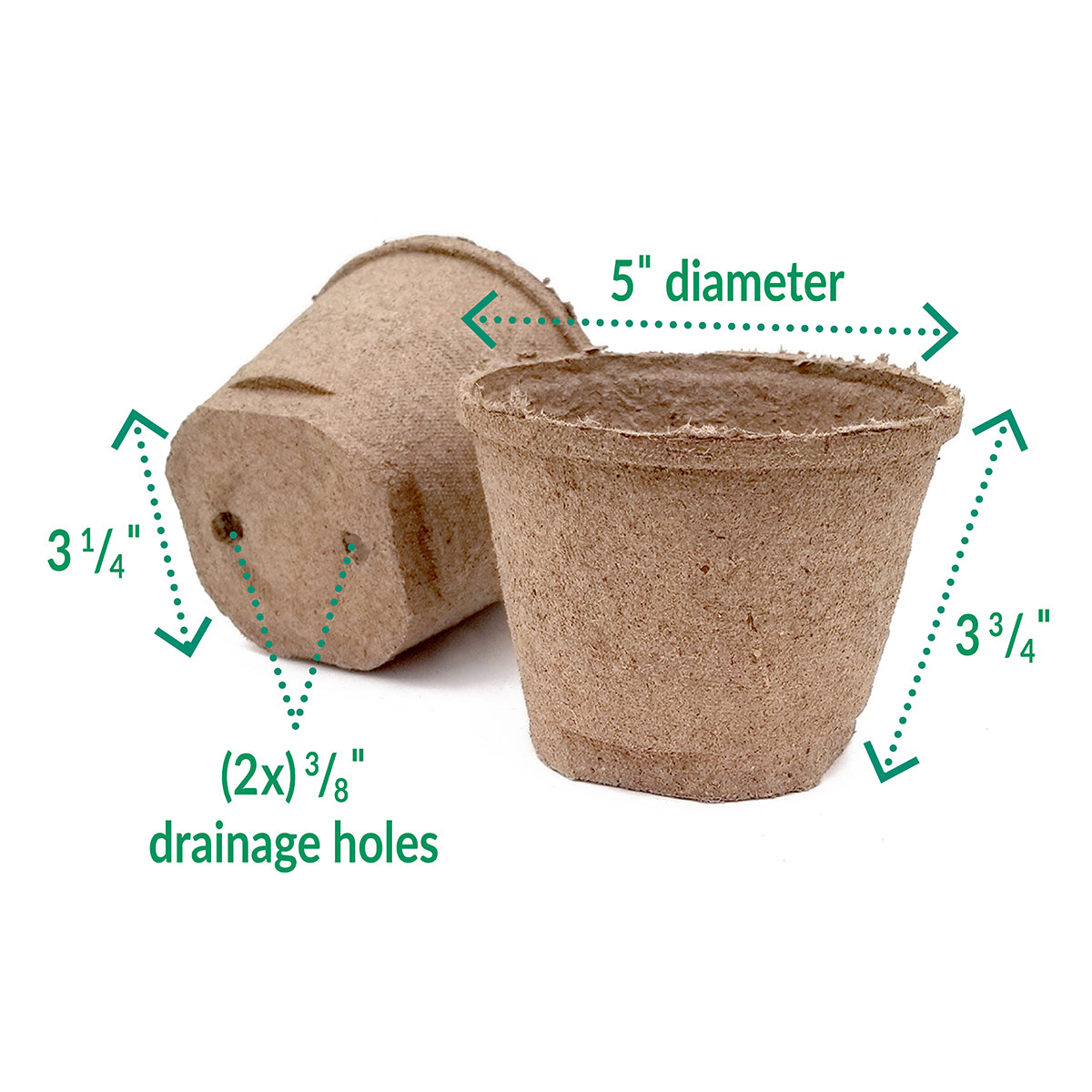 five inch peat pot measurement